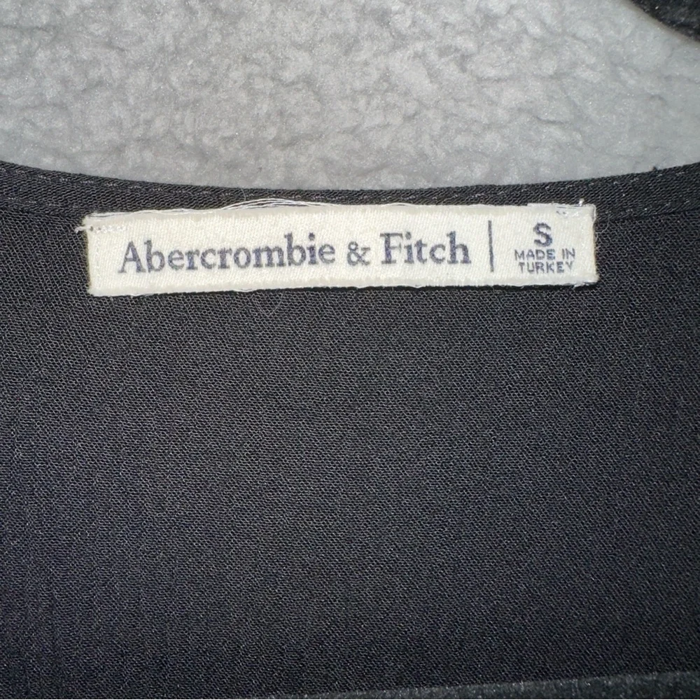 Abercrombie & Fitch Top Womens Small Black Babydoll Button Front Smocked Back
